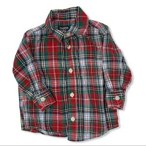Oshkosh B’Gosh plaid button front shirt‎ 12 month